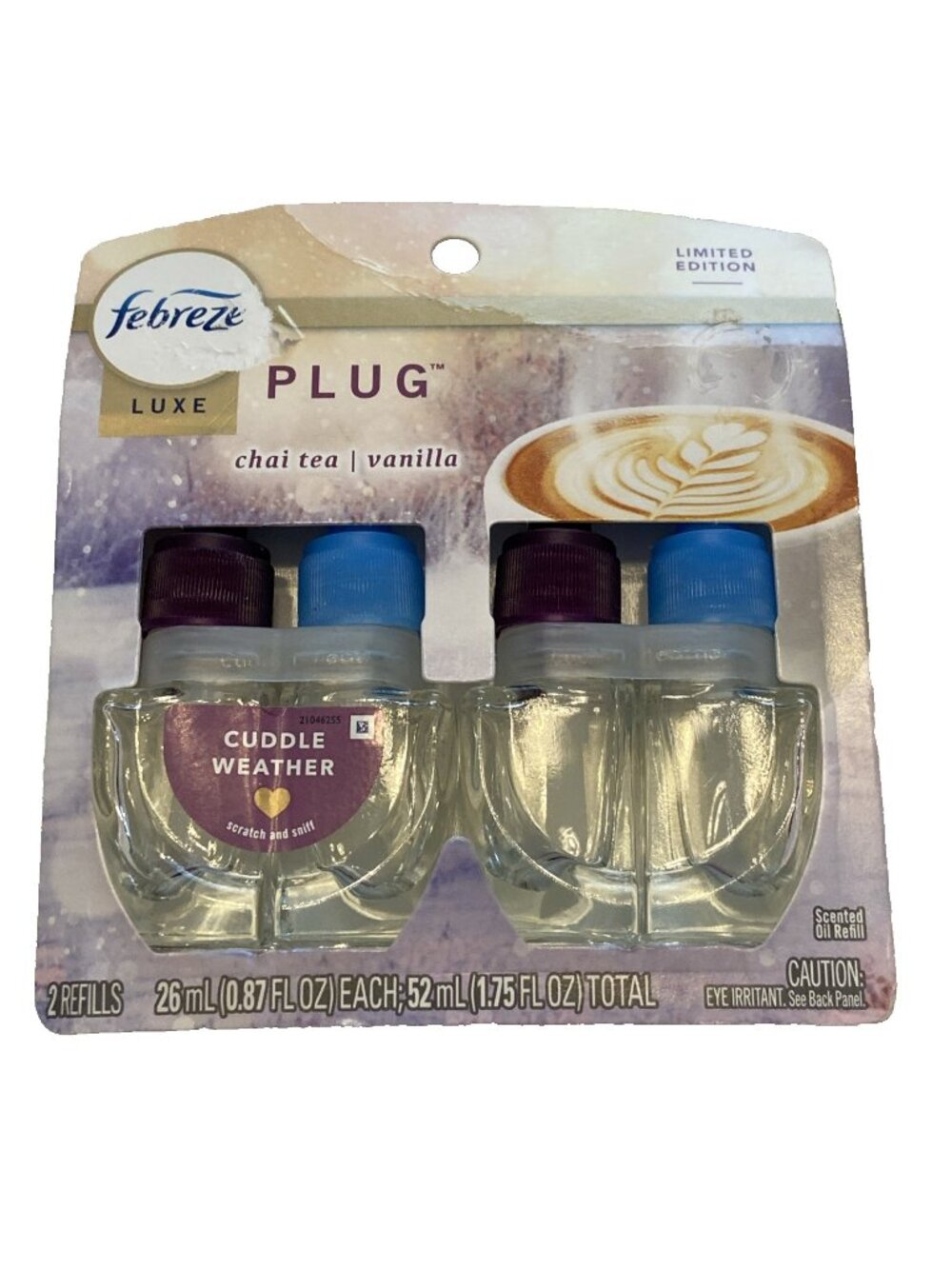 2 Pack- Febreze Plug LUXE Chai Tea / Vanilla Scented Oil Refills air fresher
